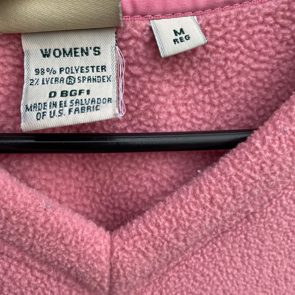 L.L.Bean Pink Fleece V Neck Long Sleeve Pullover Sweater Women's Size M - Picture 6 of 8